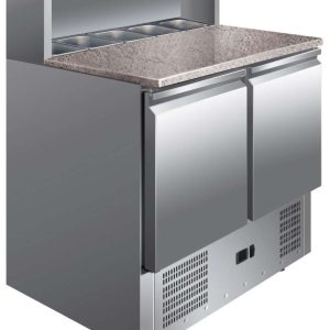 Mesa GN1/1 2 Puertas Preparación Ensaladas con Encimera de Granito de 900 x700 x1010h mm PEKIN PS900