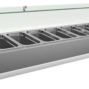 Vitrina 8 cubetas GN1/3 con Cúpula de Vídrio de 1800 x395 x440h mm PEKIN VRX1800380FG
