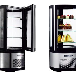 Vitrina refrigerada Redonda 105 Litros con 3 estantes de vidrio 480X480X1030h mm Línea Pekín XC105R